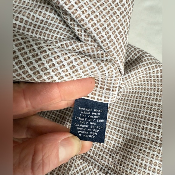 HART SCHAFFNER MARX Men’s tan and white check short sleeve shirt size L. - Picture 10 of 12